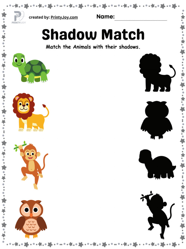 Shadow Matching Free Printable Worksheets | PDF