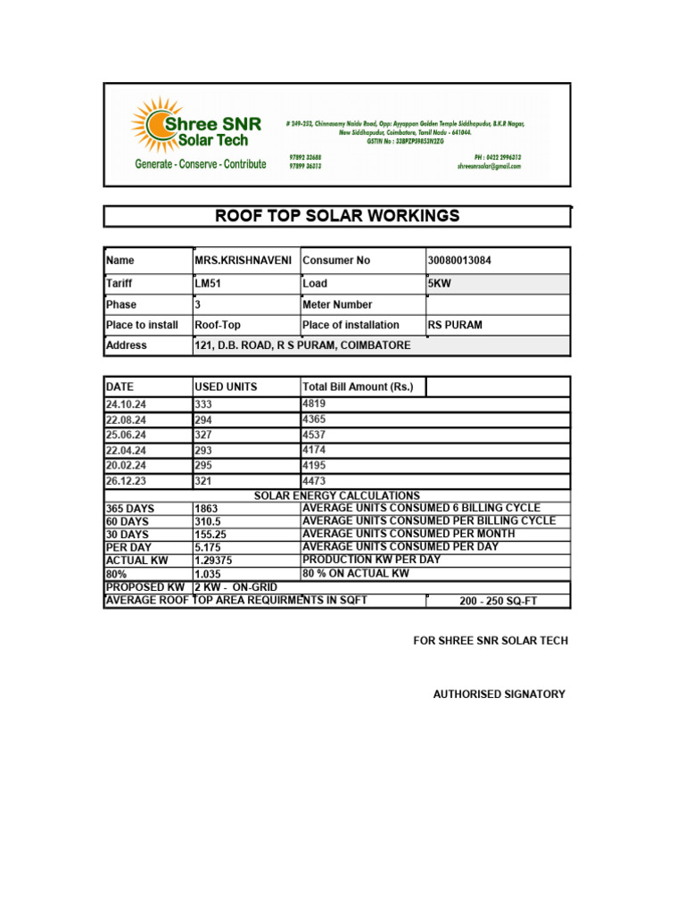 Roof Top Solar Workings | PDF