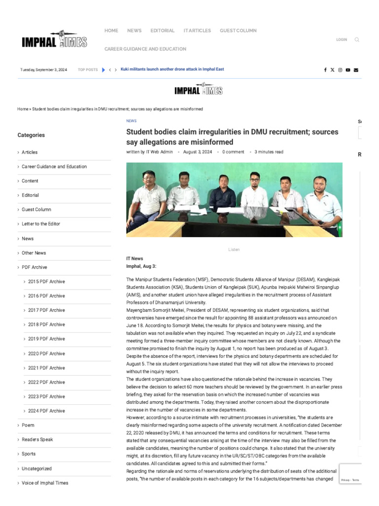 Student Bodies Claim Irregularities in DMU Recruitment Sources Say ...