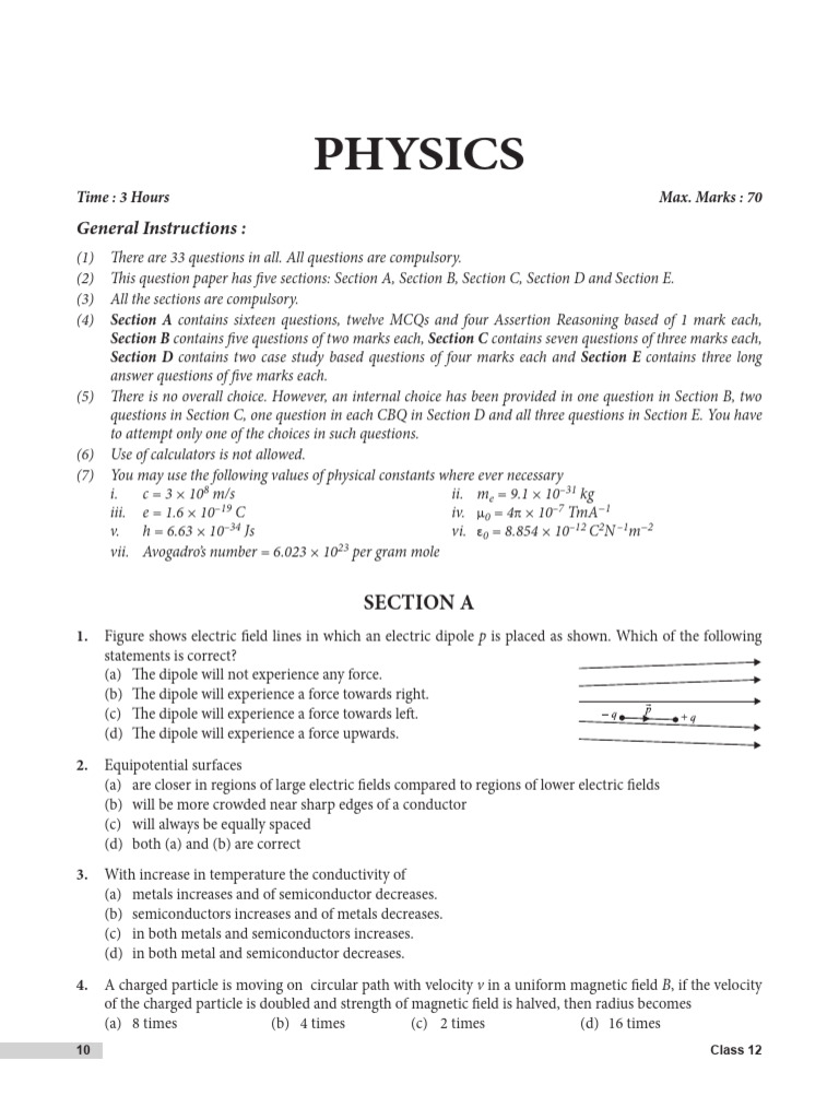 Physics Sample Papers - 2025 Exam | PDF | Photoelectric Effect | P–N ...