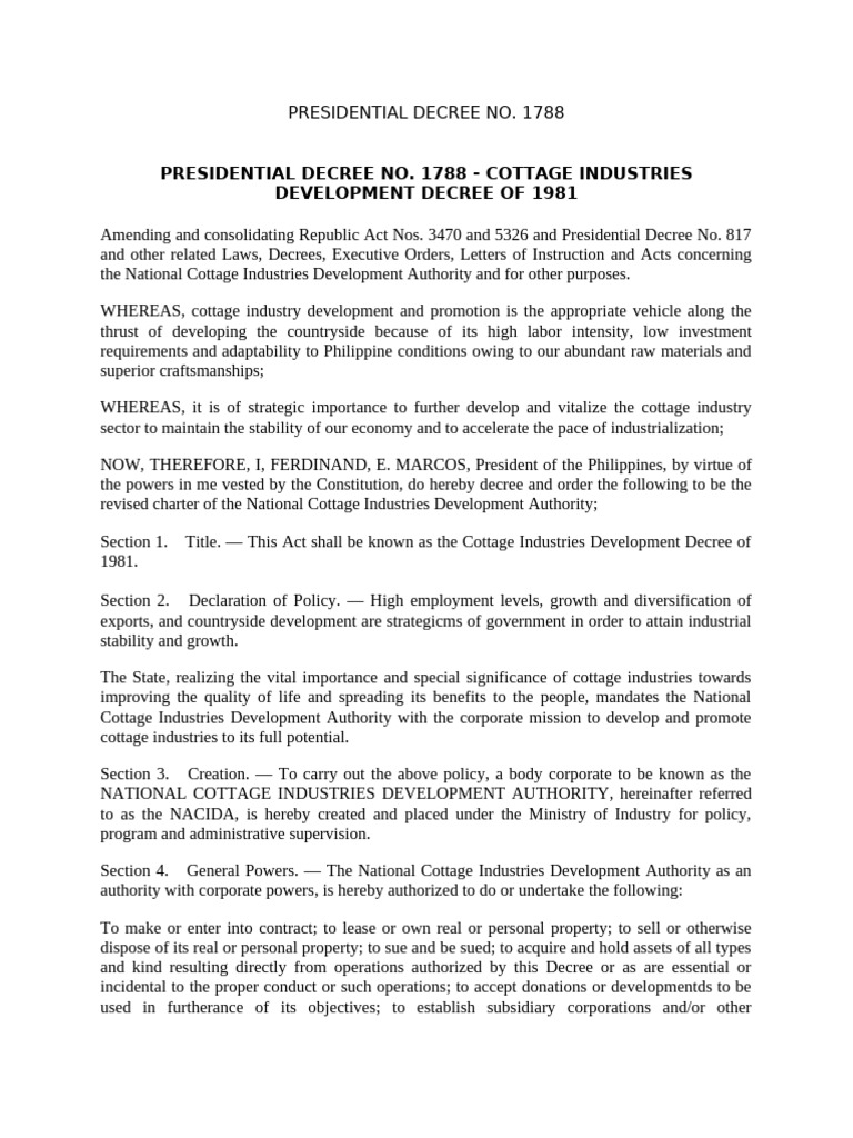 PRESIDENTIAL DECREE NO. 1788 | PDF | Tax Exemption | Taxes
