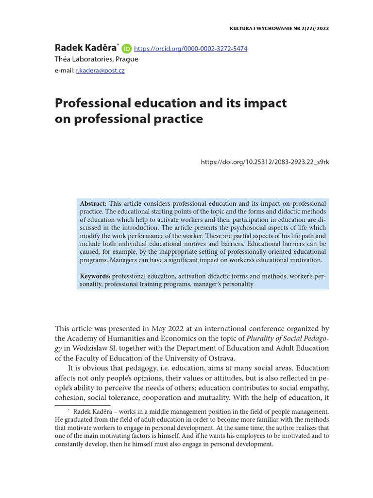 Impact of Professional Education on Practice | PDF | Quantitative ...