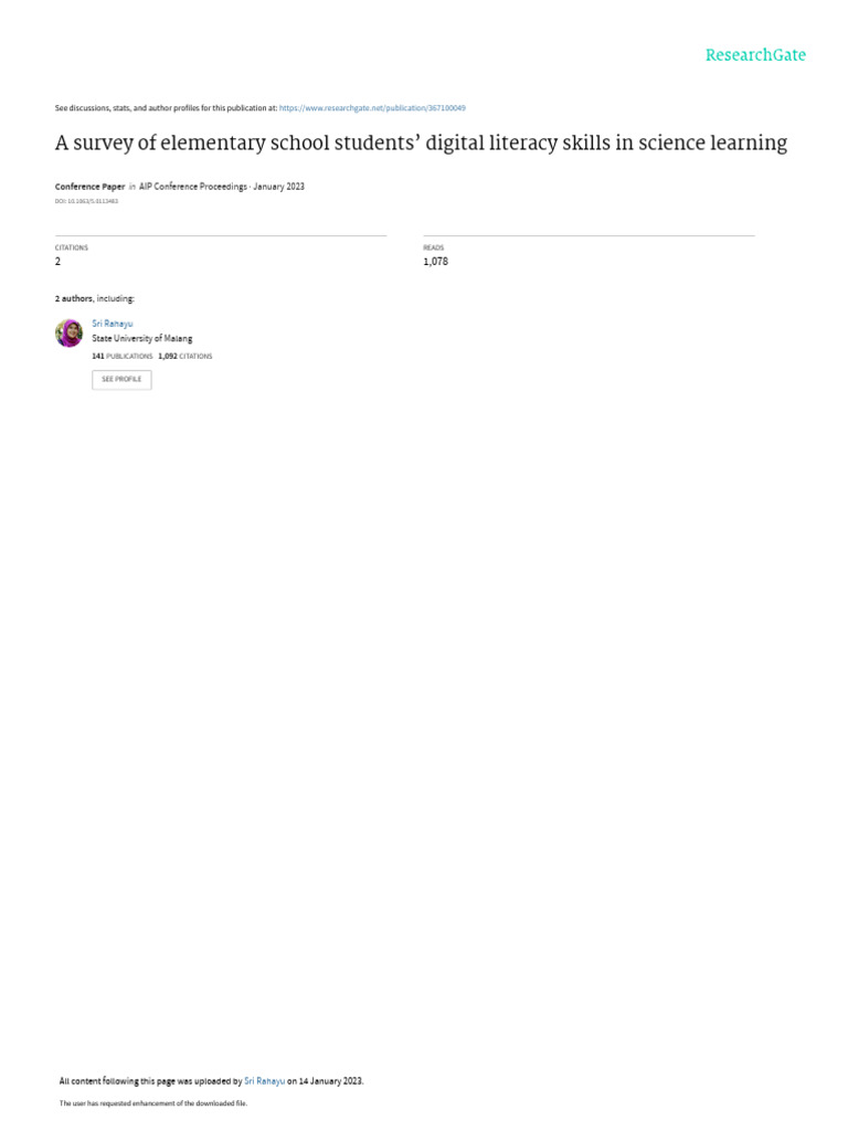 A Survey Of Elementaryschool Students Digital Literacy Pdf