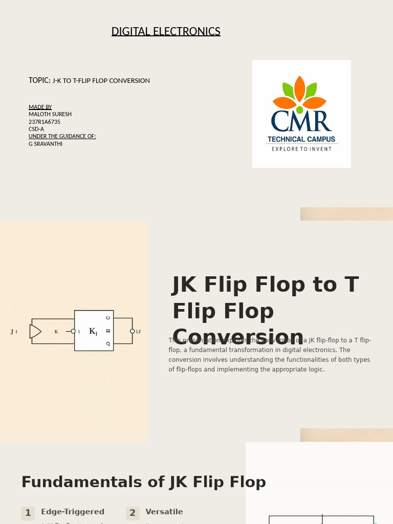 JK Flip Flop To T Flip Flop Conversion | PDF | Electronic Design ...
