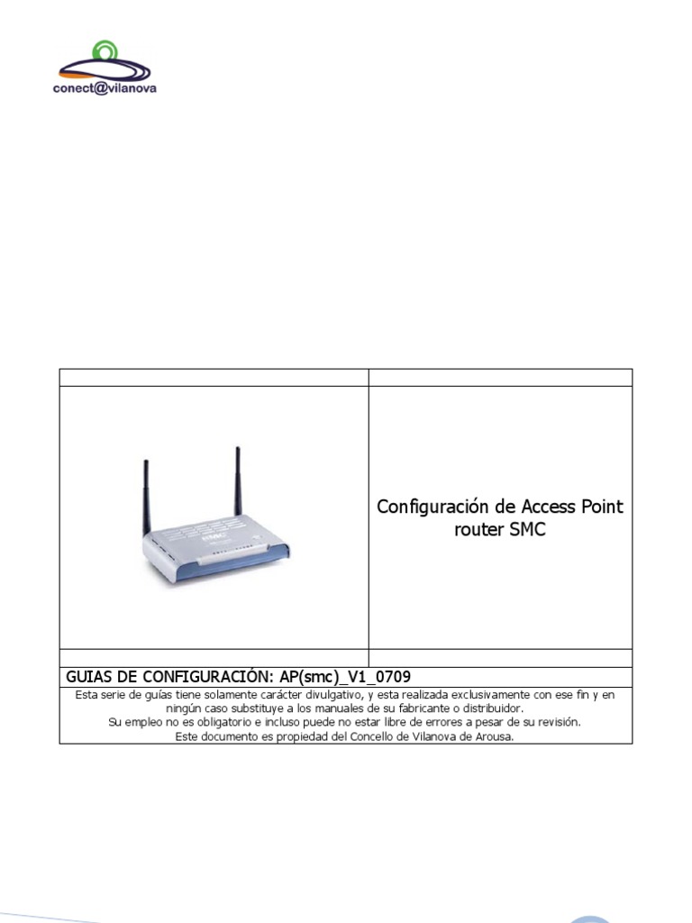 Configuración de Router SMC como AP | PDF | Punto de acceso inalámbrico ...