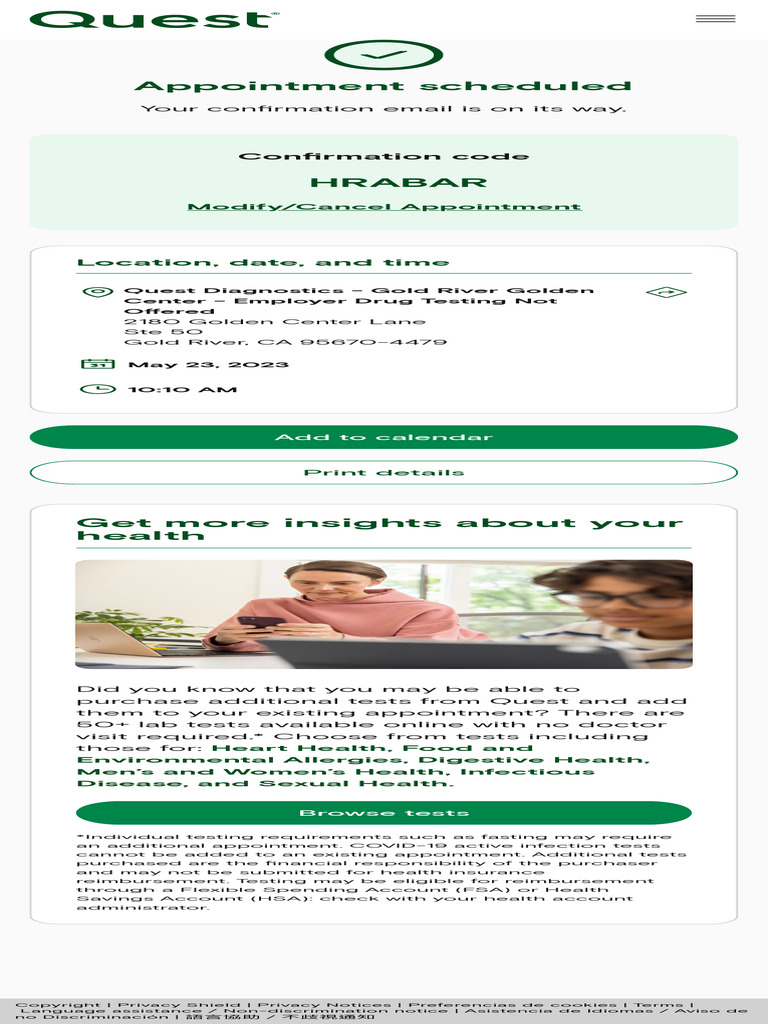 Schedule Appointmentas Confirmation ConfirmationCode HRABAR | PDF