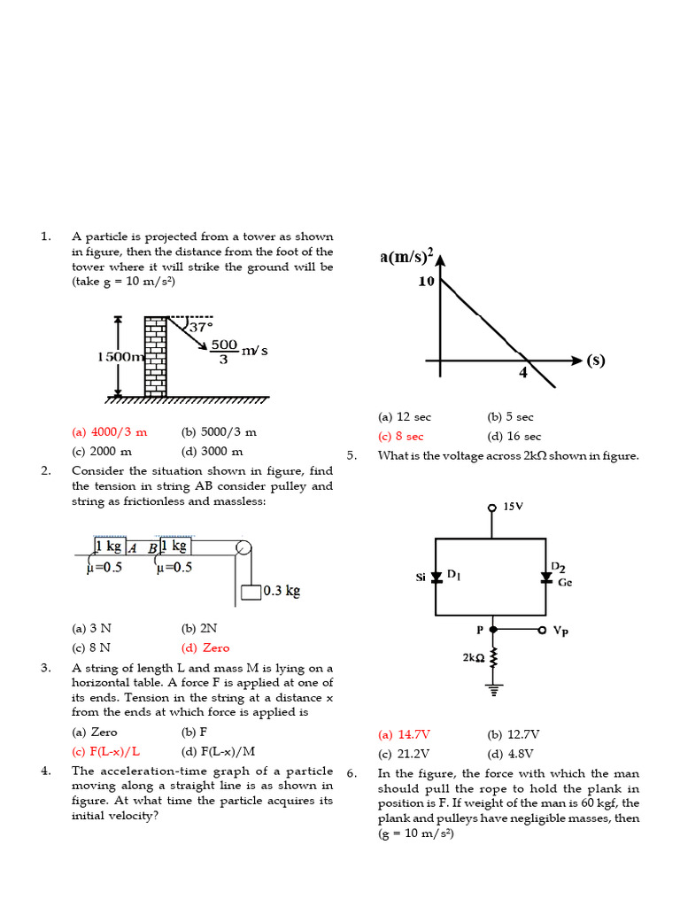 Physics Problems and Solutions Guide | PDF | Electronvolt | Force