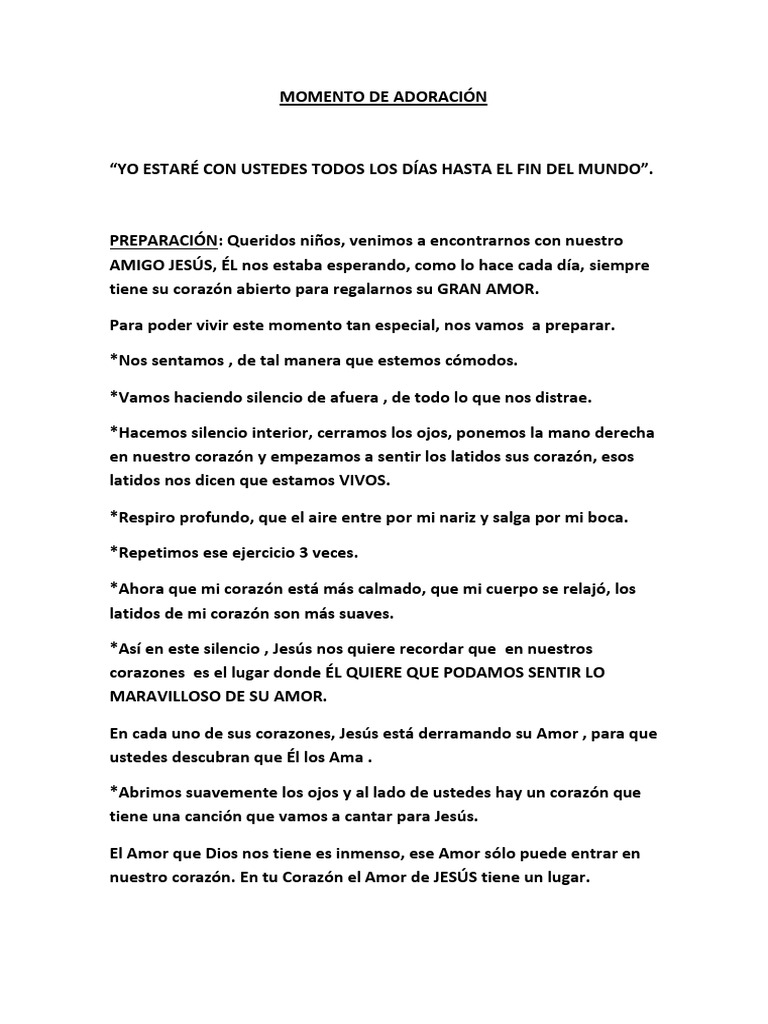 Momento de adoraci n pdf jes s amor