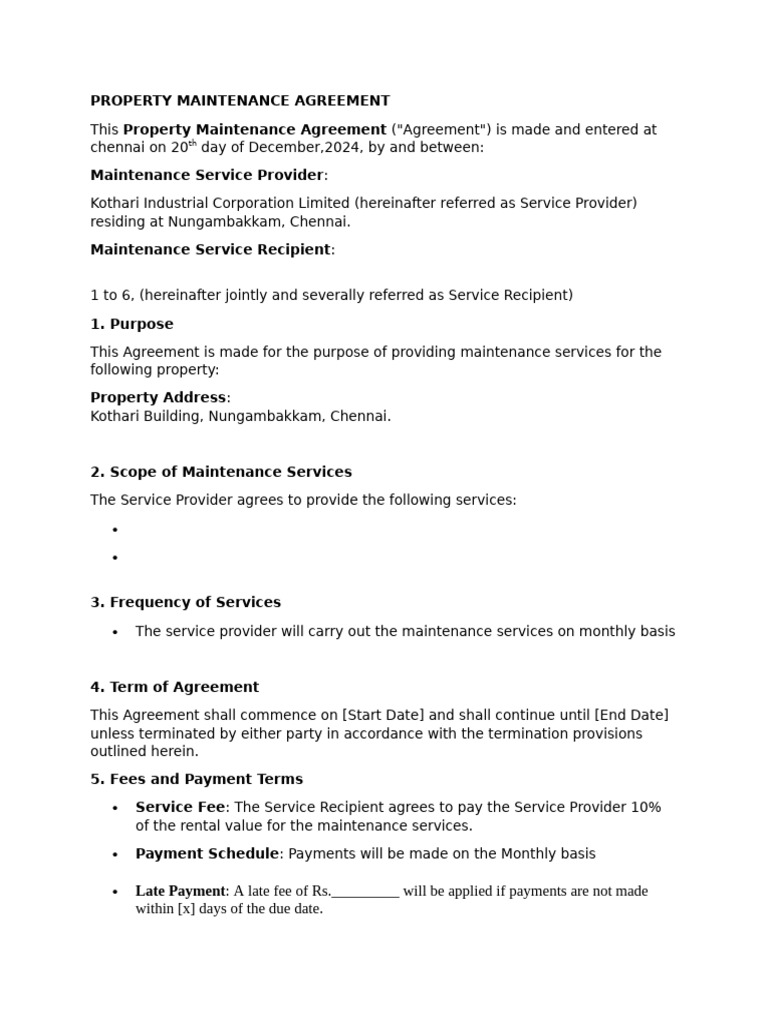 Credit Period Agreement Format