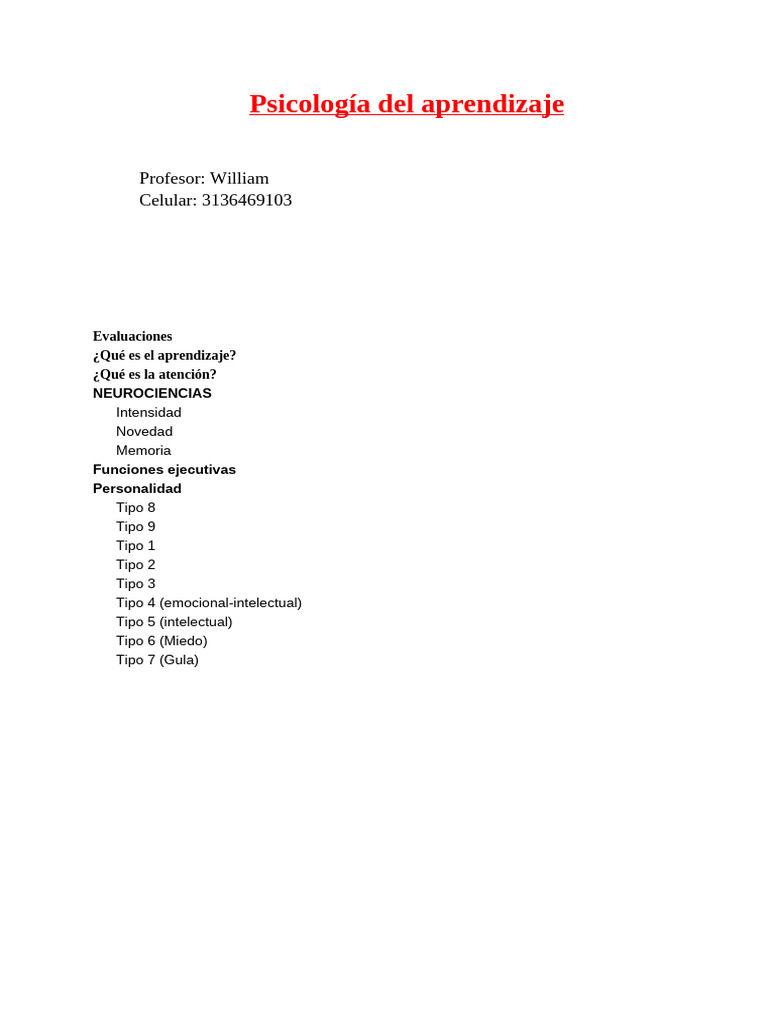 Psicología Del Aprendizaje | PDF | Aprendizaje | Memoria