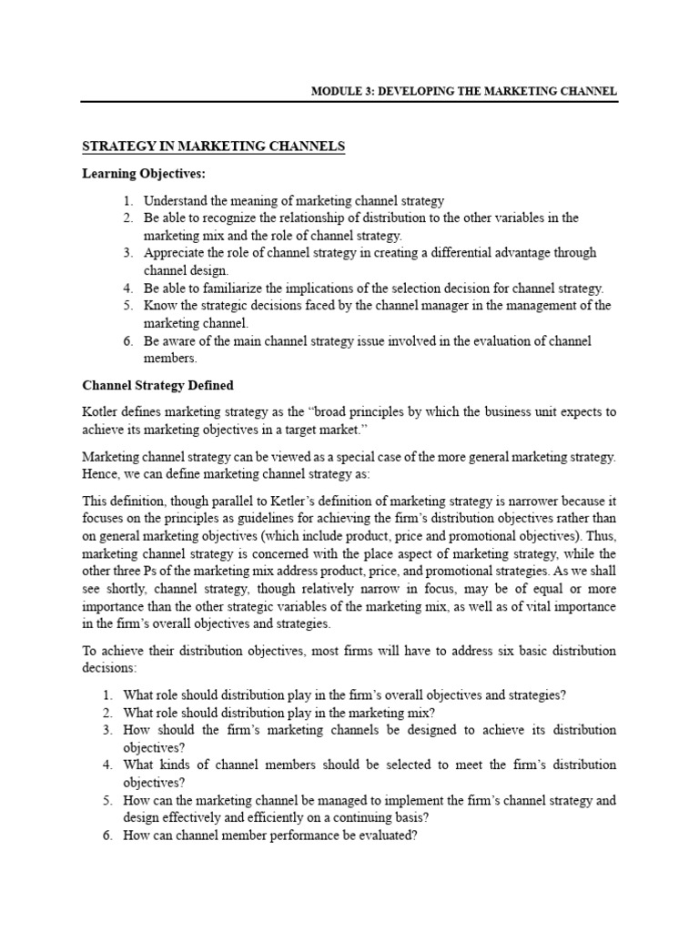 Marketing Channel Strategy Essentials | PDF | Marketing | Market ...