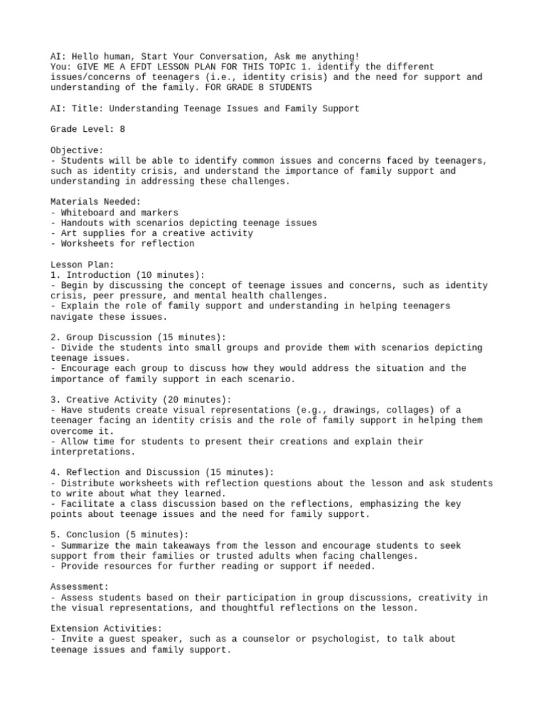 Chat | PDF | Lesson Plan | Adolescence