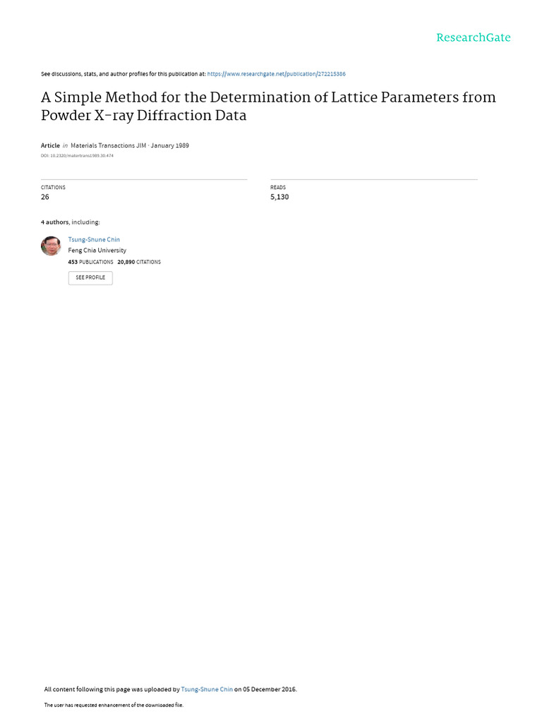Lattice Parameter Determination Method | PDF