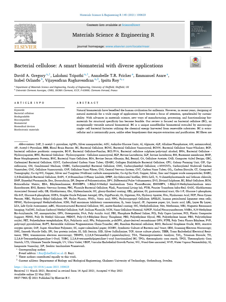 Bacterial Cellulose: Versatile Biomaterial | PDF | Biopolymer | Cellulose