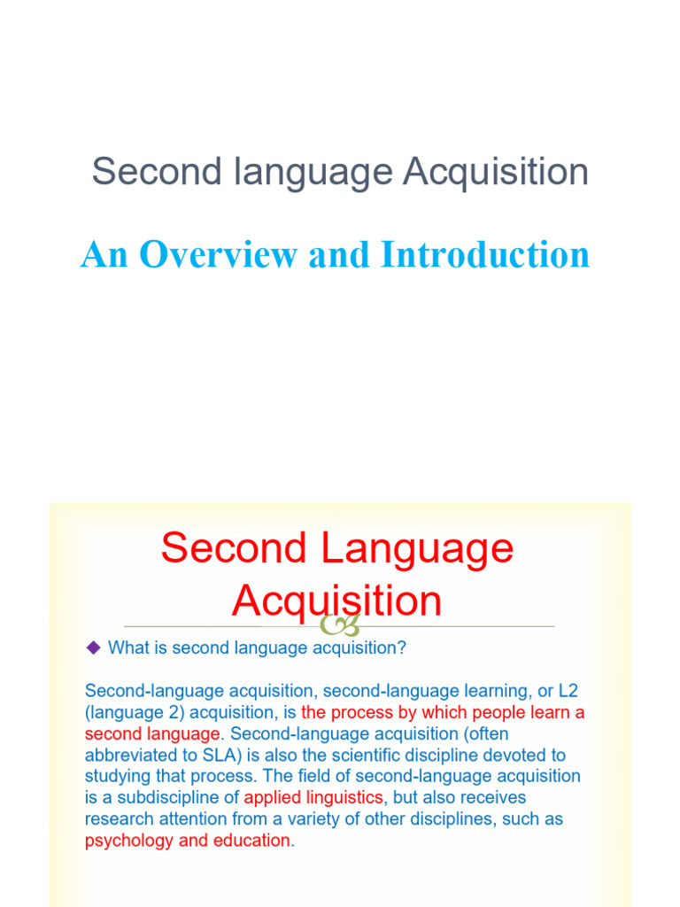 SLA (1) Overview - To Elearning | PDF | Second Language | Second ...