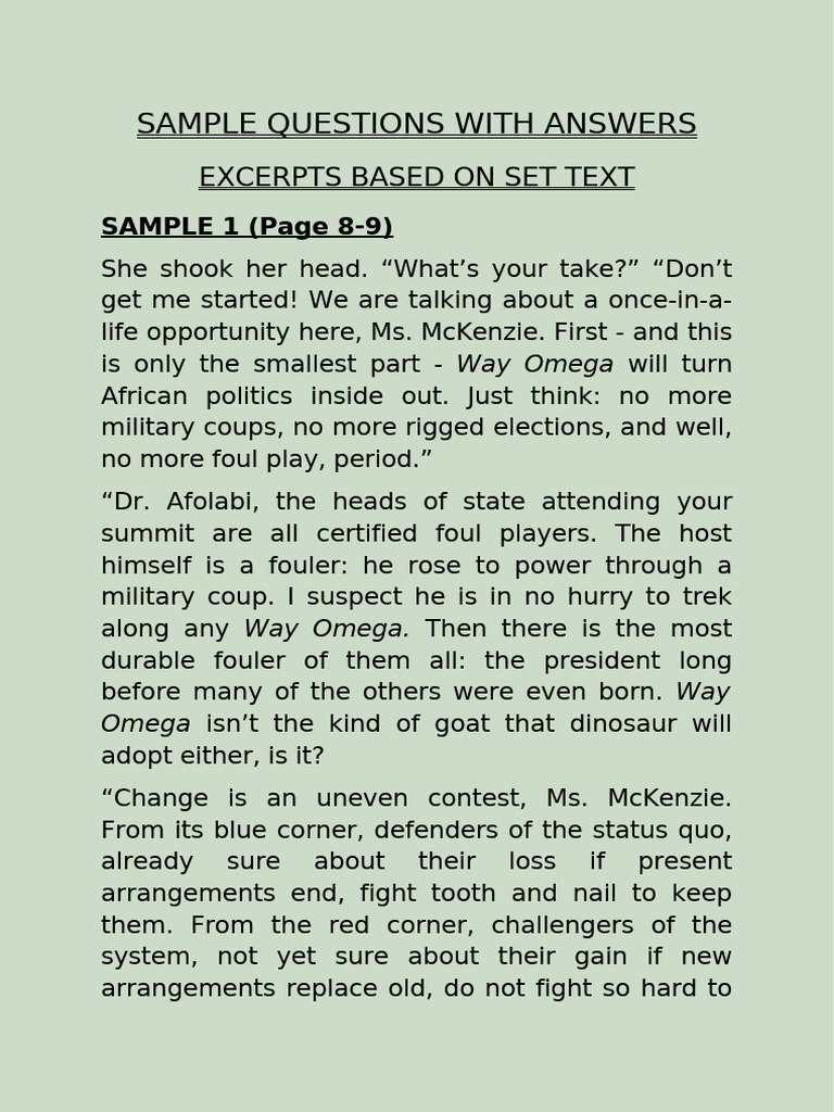 (Sample) Fathers Excerpts and Essays Plus Answers | PDF | Zimbabwe