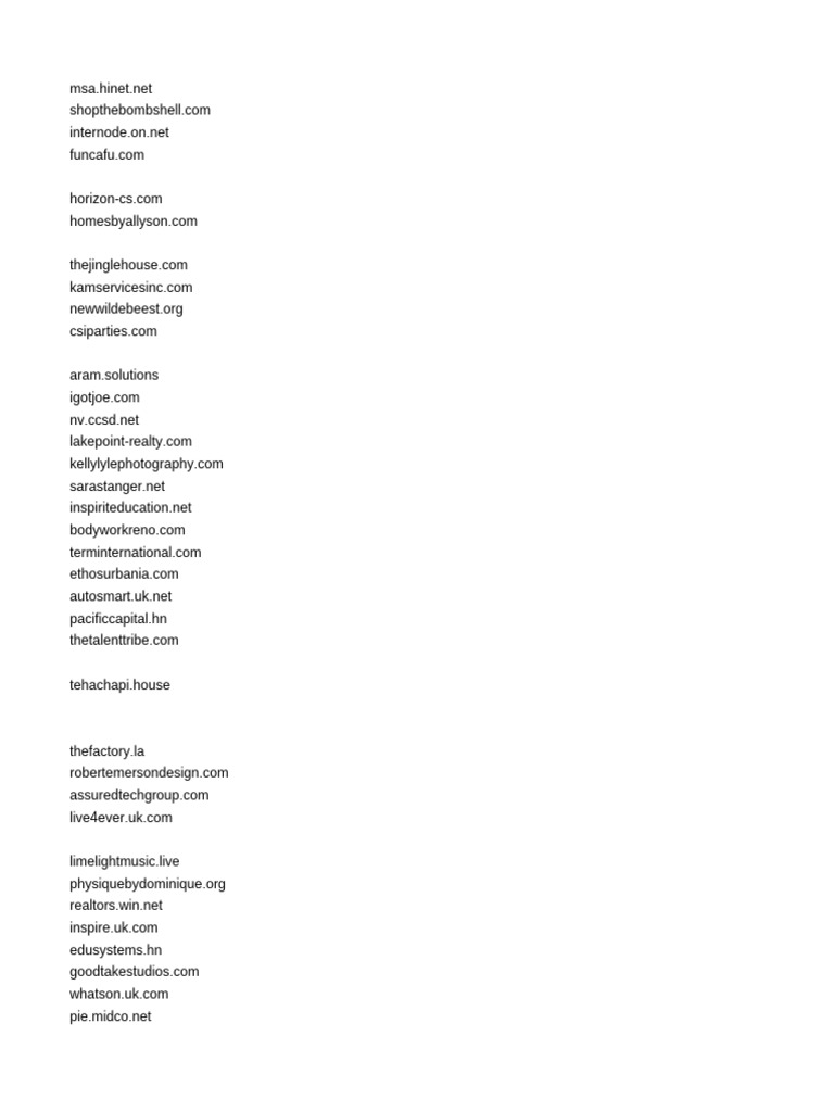 Comprehensive List of Websites and Domains | PDF