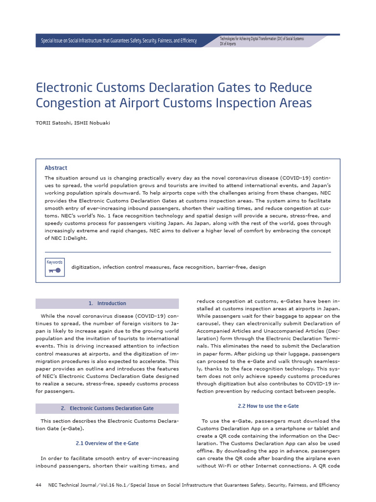 Electronic Customs Declaration Gates | PDF | Radio | Airport