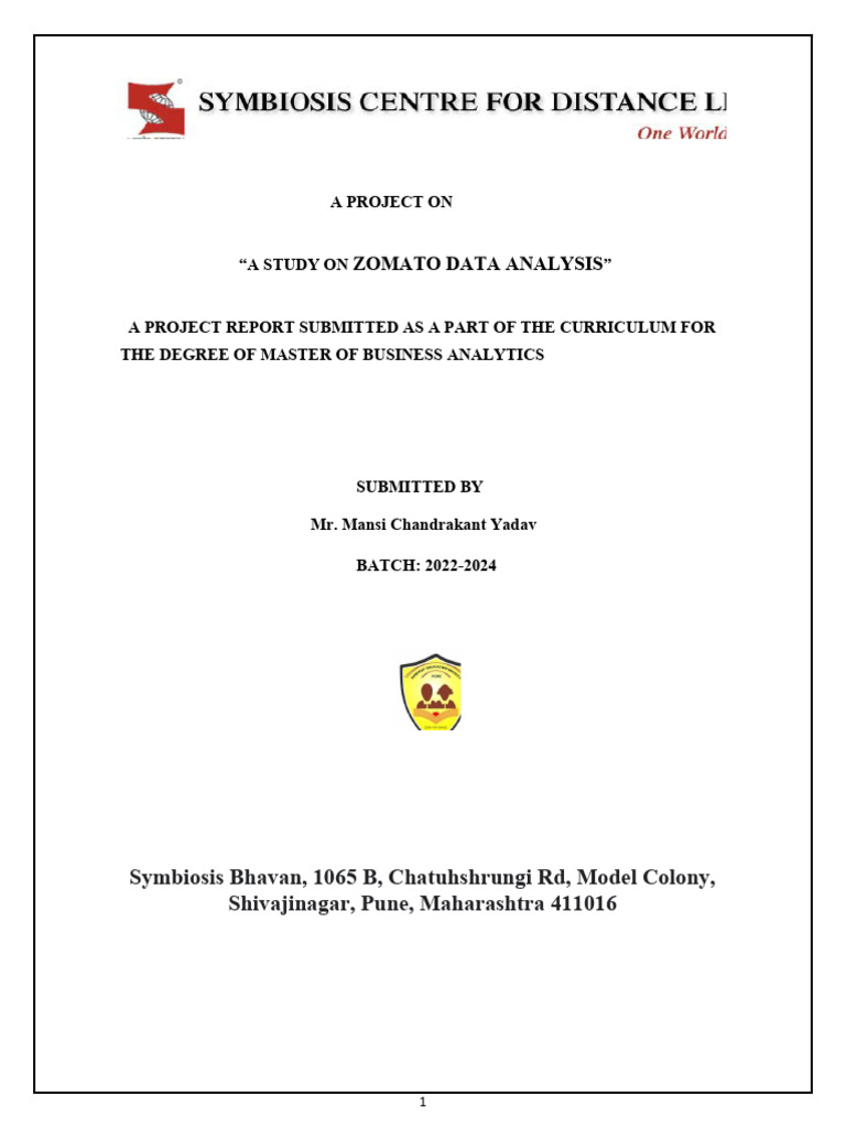 Zomato Data Analysis Project Report | PDF | Data Analysis | Statistics