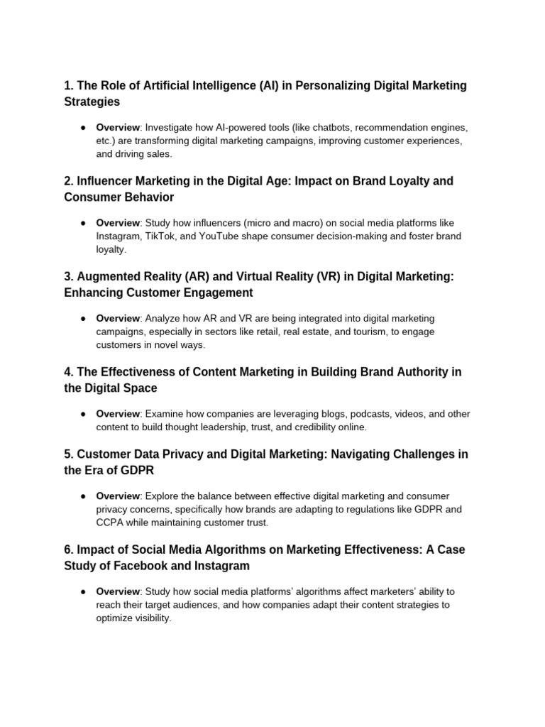Digital Marketing Topics | PDF | Digital Marketing | Popular Culture ...