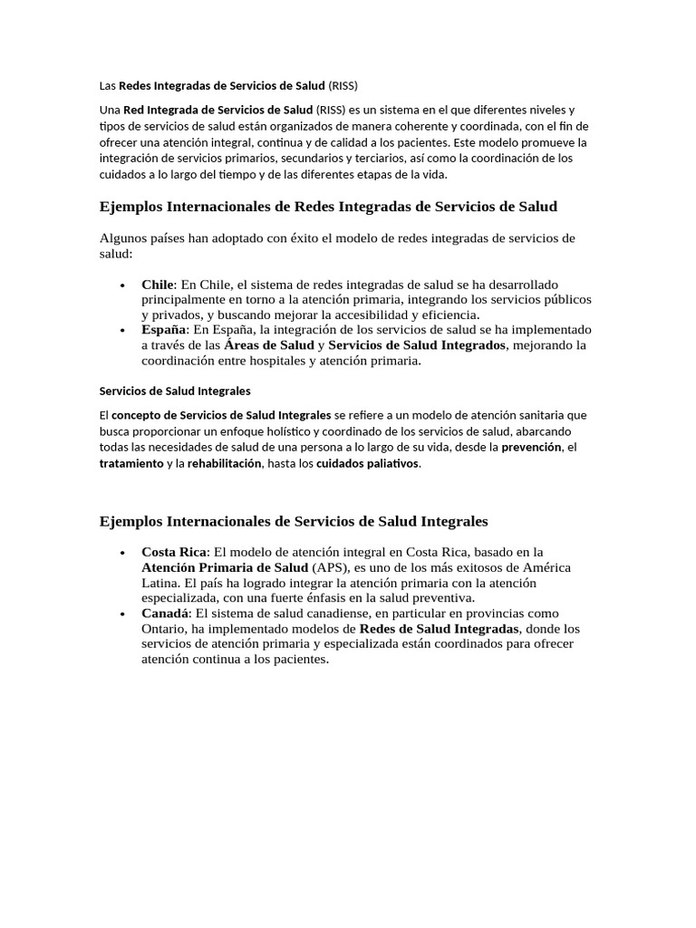 Las Redes Integradas de Servicios de Salud Ara | PDF