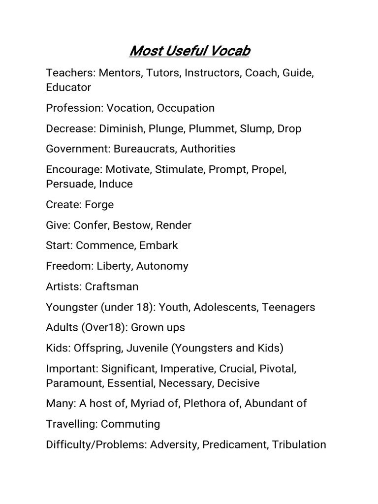 Essential Vocabulary for Educators | PDF