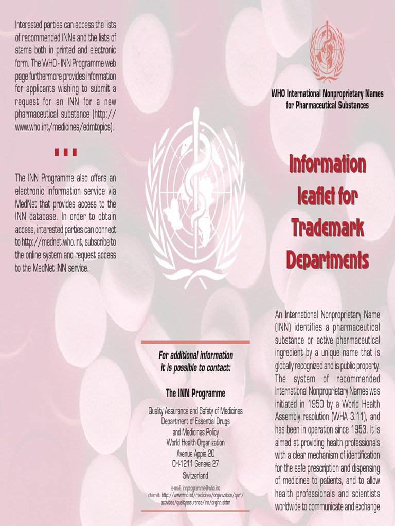 WHO INN Guidelines for Trademarks | PDF | World Health Organization ...