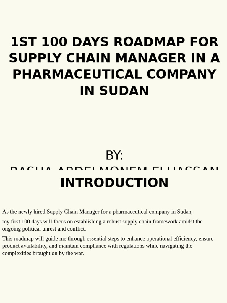 100-Day Supply Chain Plan for Sudan Pharma | PDF | Supply Chain ...
