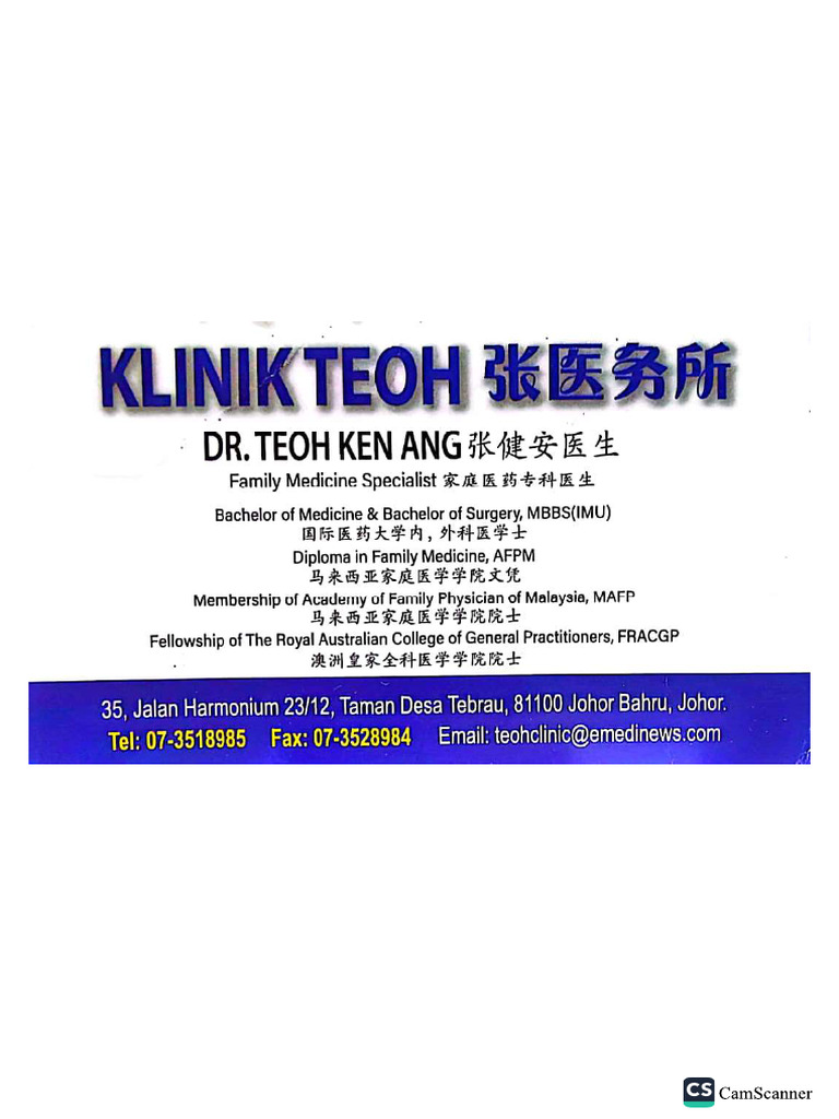 Dr. Teoh KLINIK | PDF