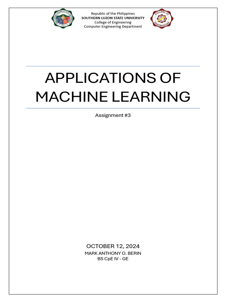 Machine Learning Applications Overview | PDF | Machine Learning ...