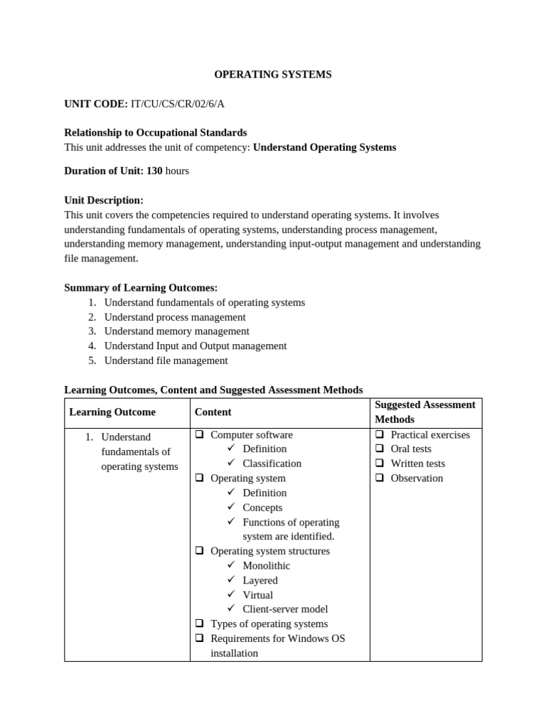 OS Competency for IT Students | PDF | Computer Data Storage | Input/Output