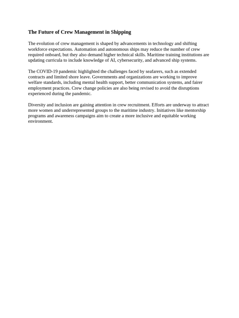 The Future of Crew Management in Shipping | PDF