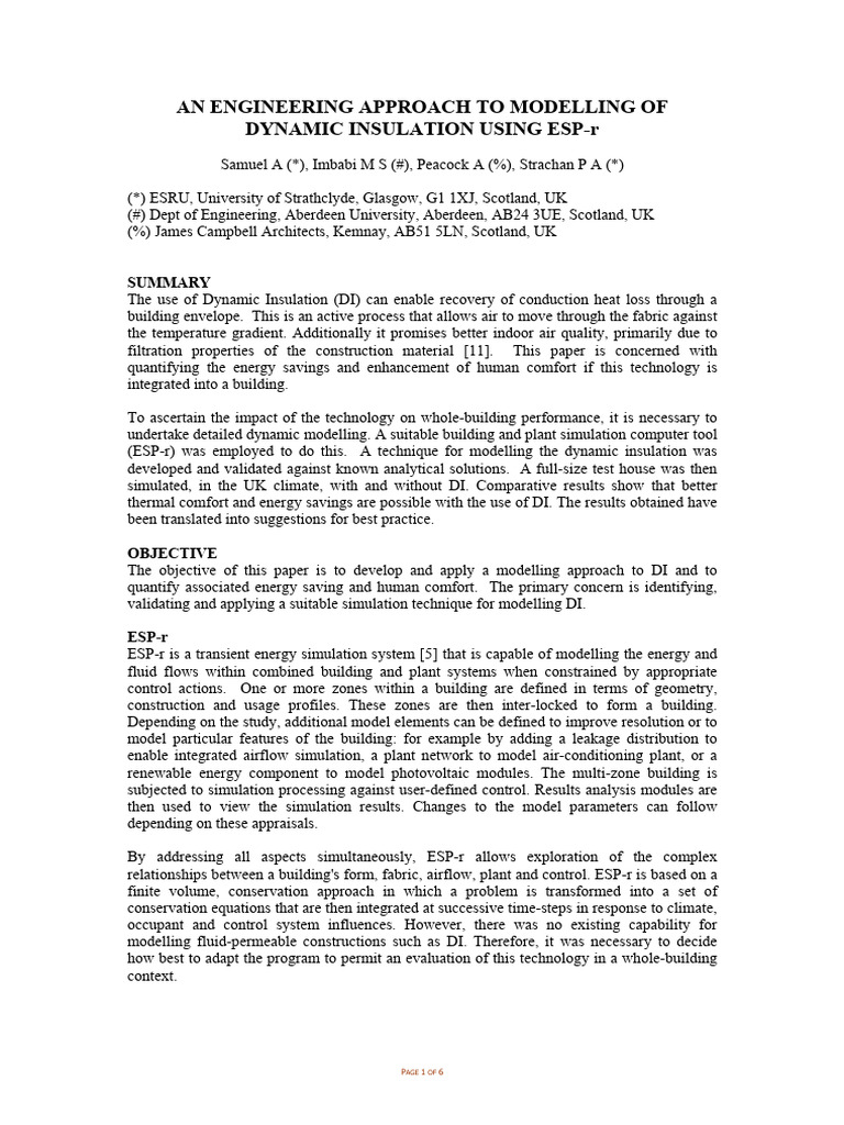Dynamic Insulation Modelling with ESP-r | PDF | Building Insulation ...