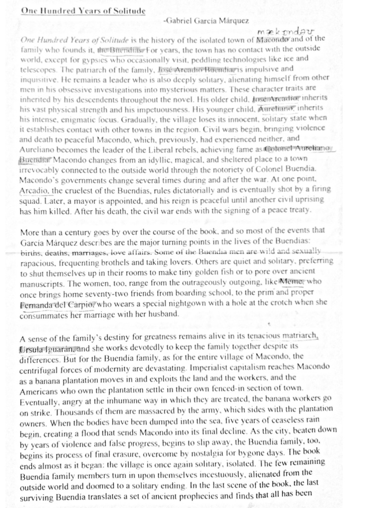 One Hundred Years Of Solitude (2) | PDF