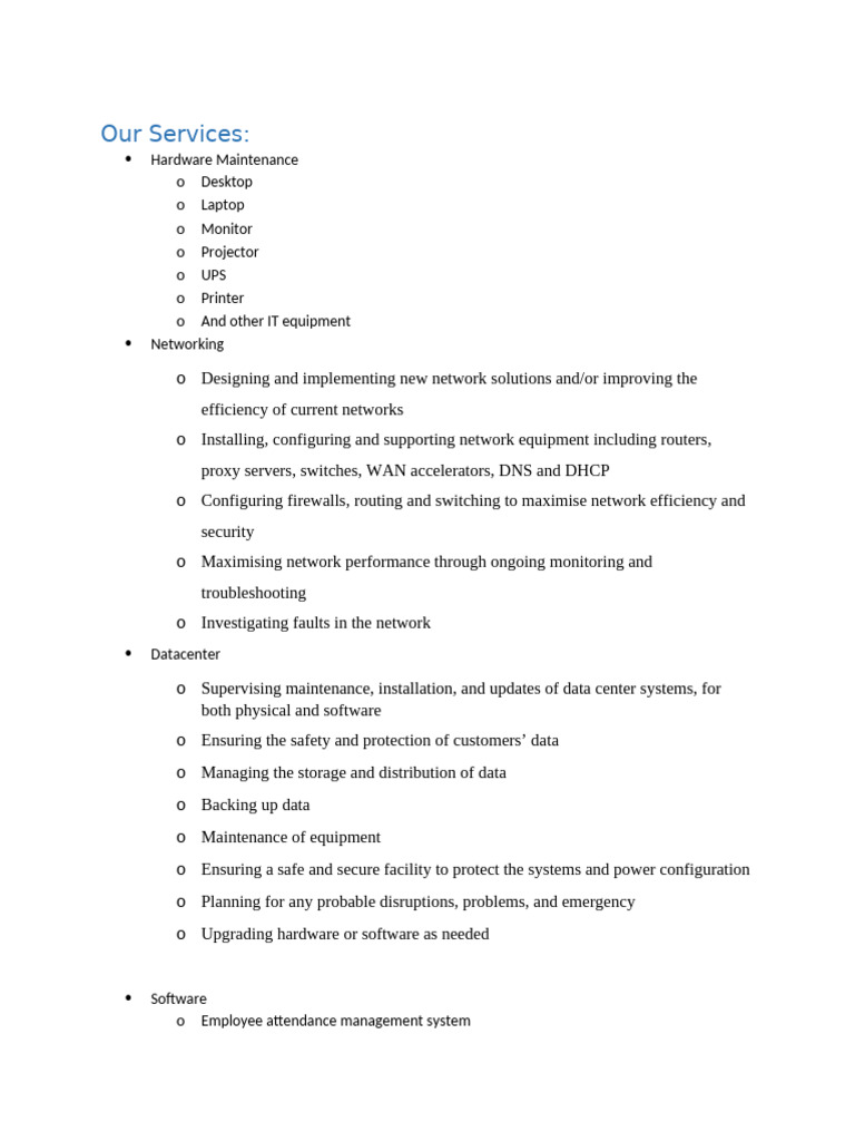 Overview of IT Section | PDF | Computer Network | Data Center