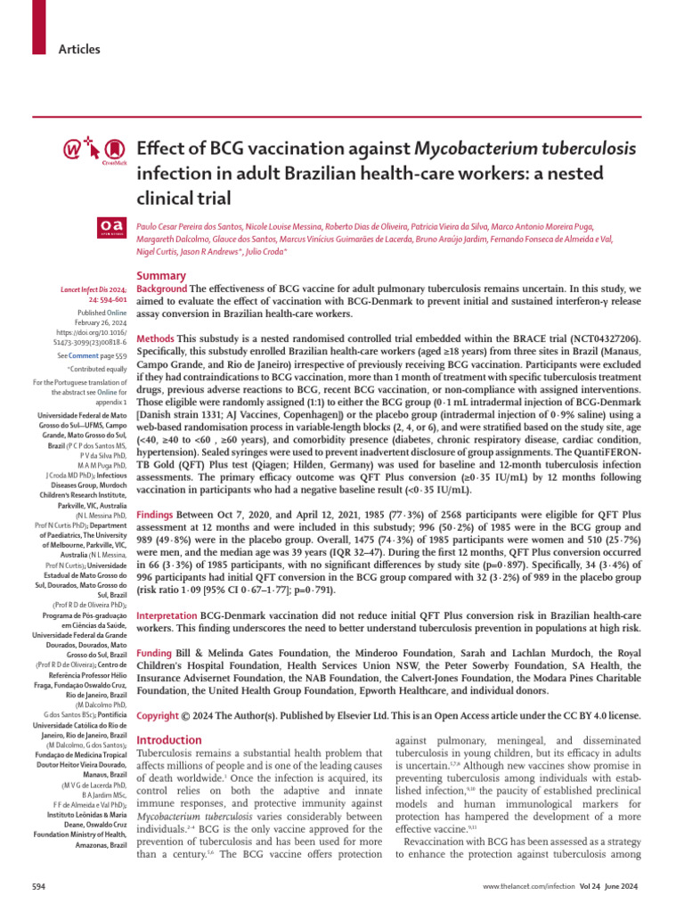 Effect of BCG Vaccination Against em Mycobacteriu | PDF | Clinical ...