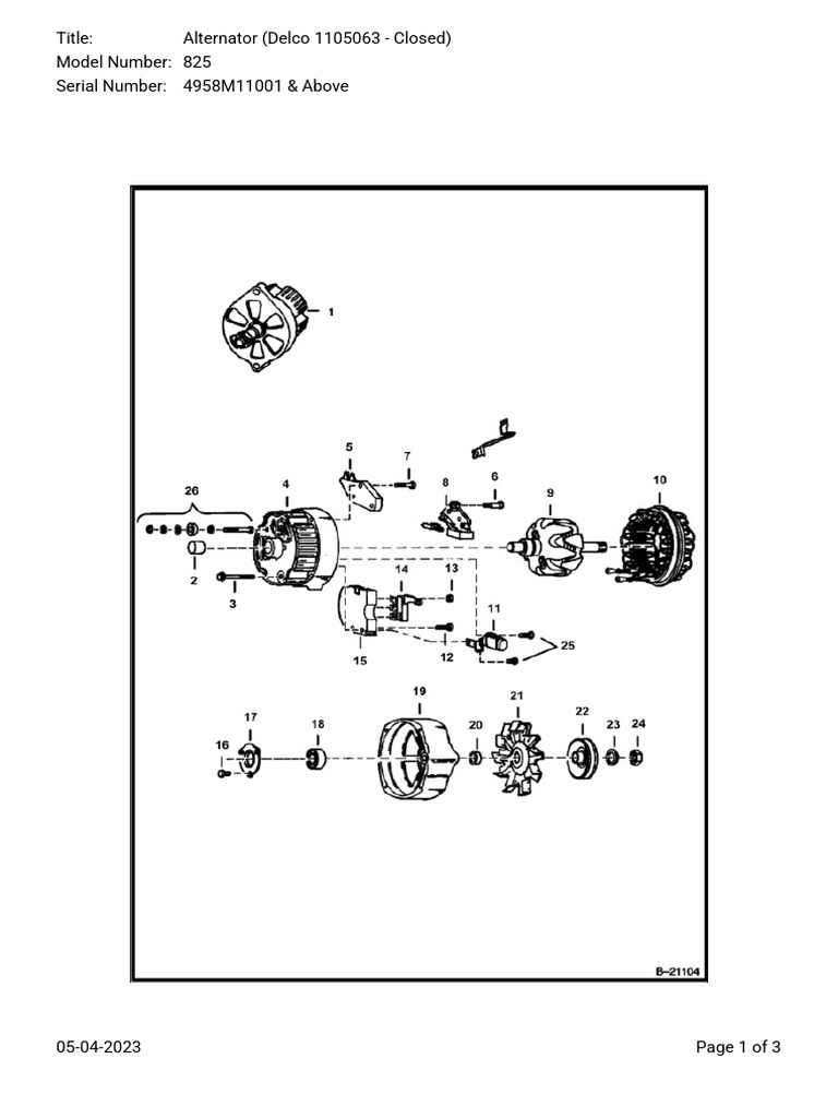 Alternator (Delco 1105063 - Closed) - 825 | PDF | Rectifier | Screw