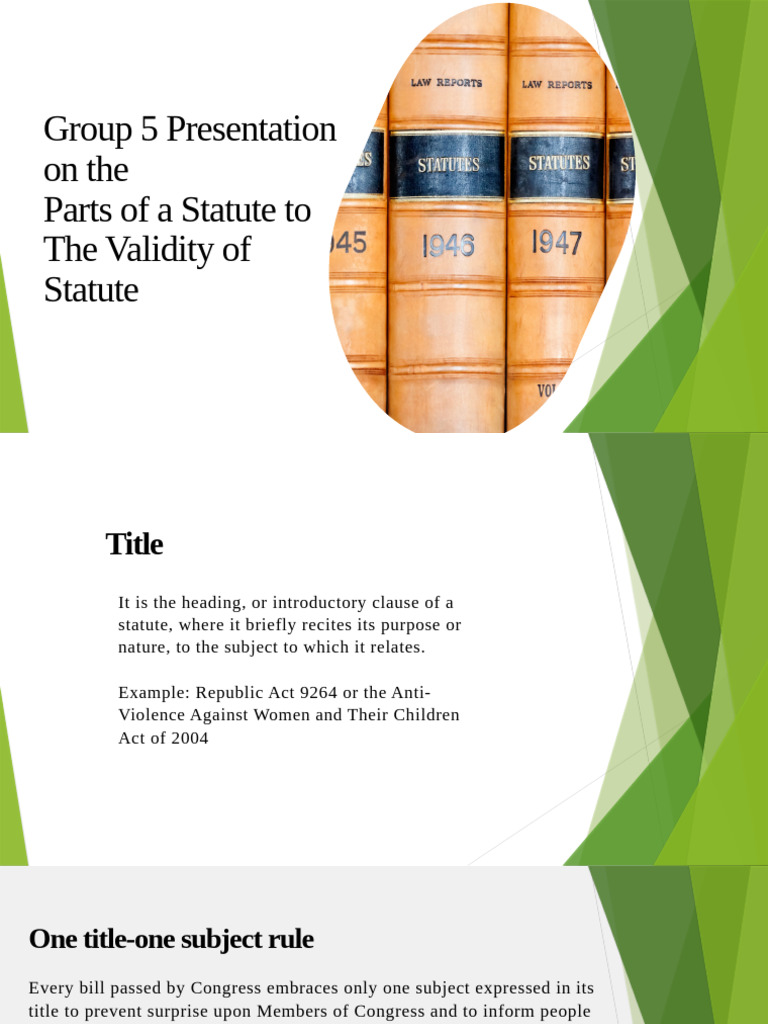 Understanding Statute Components and Validity | PDF | Congressional ...