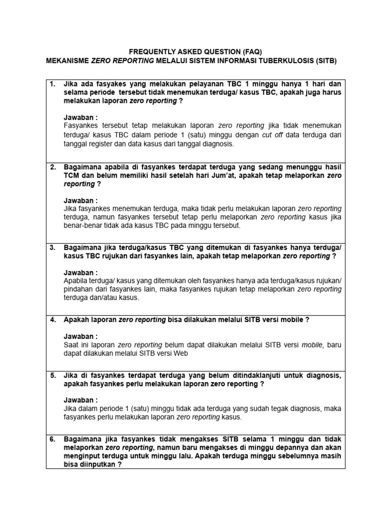 FAQ Mekanisme Zero Reporting | PDF