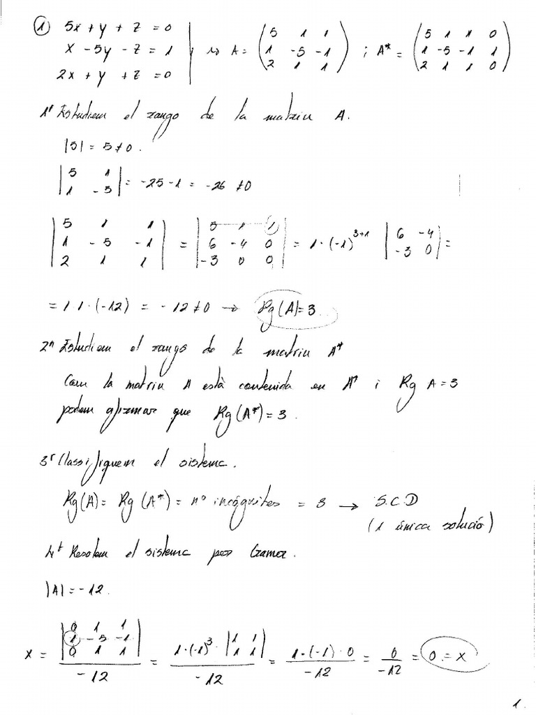 S.25 Primeros Ejercicios Teorema de Rouche Frobenius Preparació PAU 2 ...