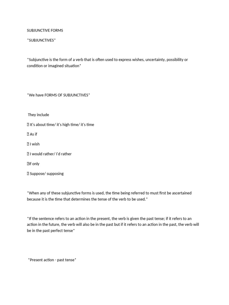 Understanding English Subjunctive Forms | PDF | Verb | Grammatical Tense