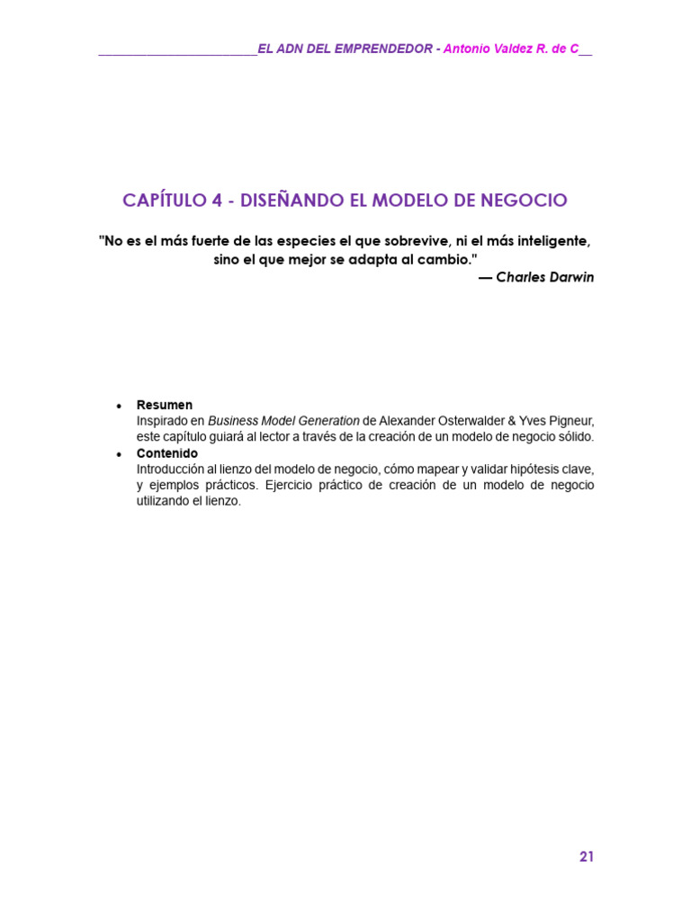 Capítulo 4 - Diseñando El Modelo de Negocio | PDF | Modelo de negocio ...
