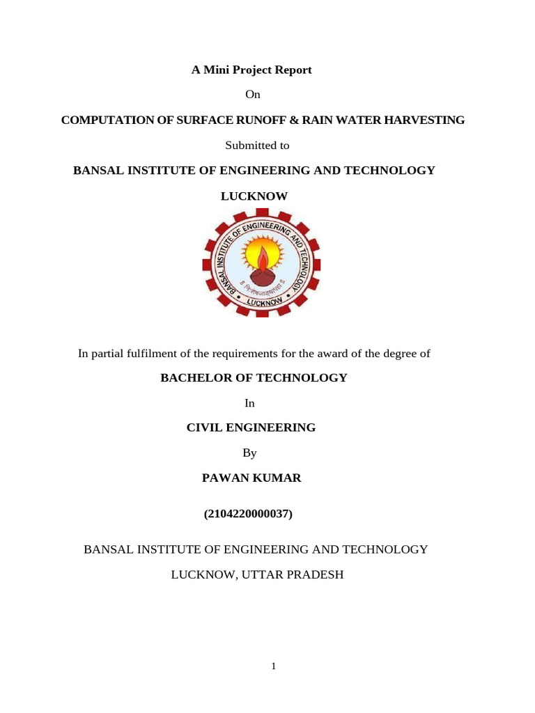 Surface Runoff and Rainwater Harvesting | PDF | Surface Runoff | Water