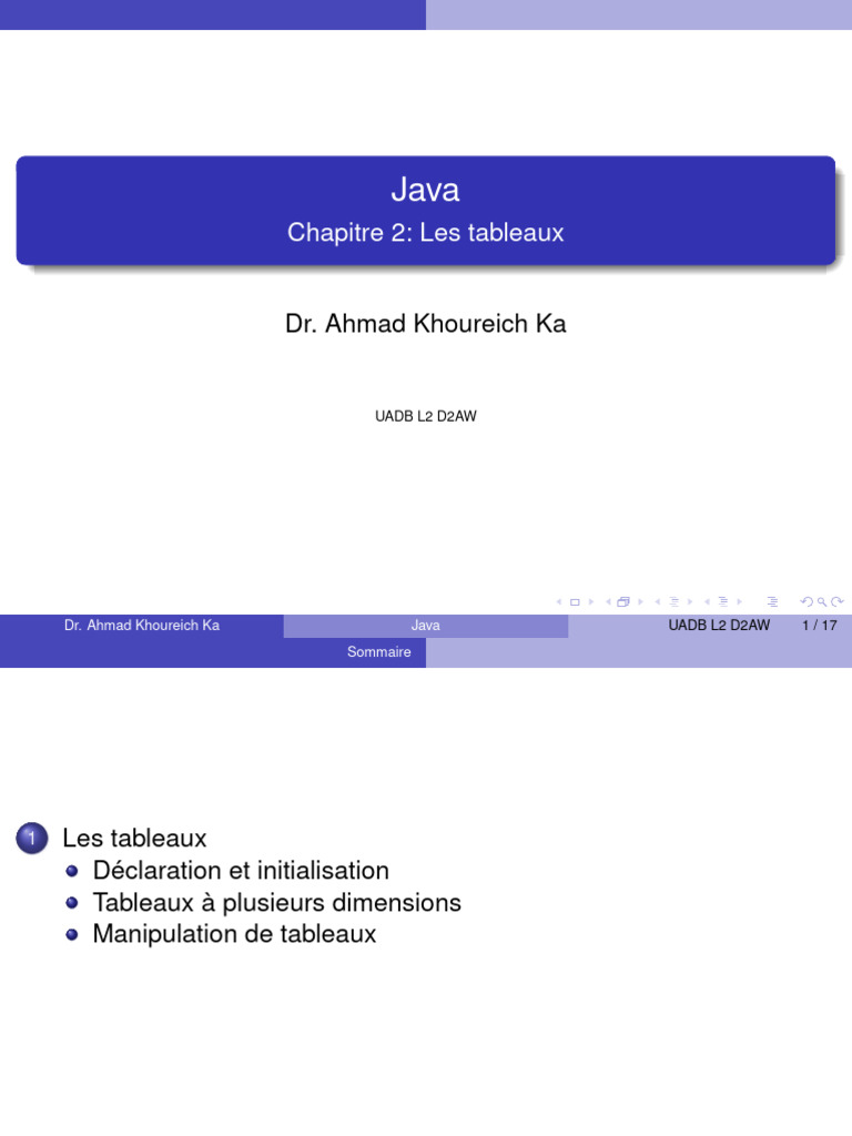 Introduction aux tableaux en Java | PDF | Java (Langage de ...