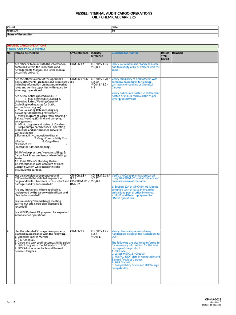 Internal Audit for Cargo Operations | PDF