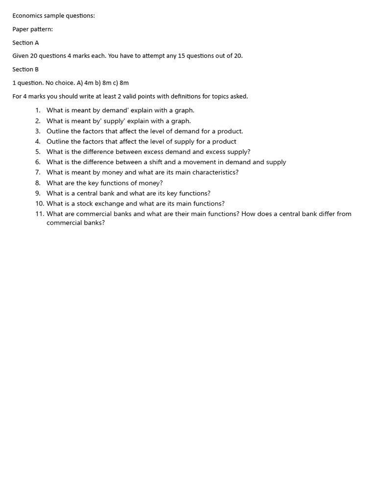 Economics Sample Questions | PDF