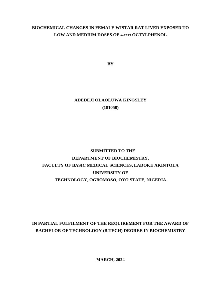Biochemical Changes of Female Wistar Rat Liver Exposed To Low and ...