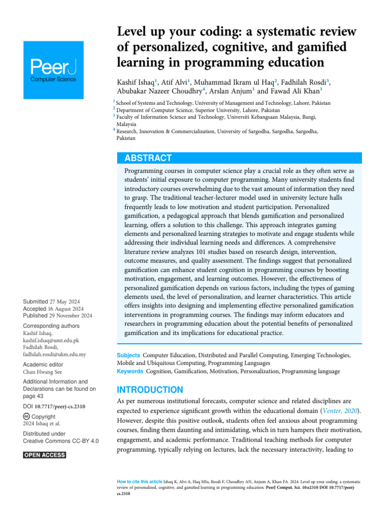 Peerj Cs 2310 | PDF | Learning | Motivational