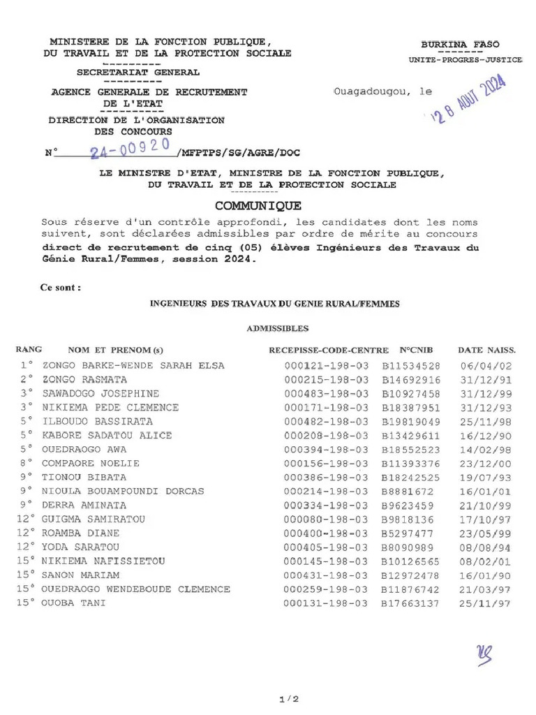 Résultats De 03 Concours Directs 2024 2 Pdf