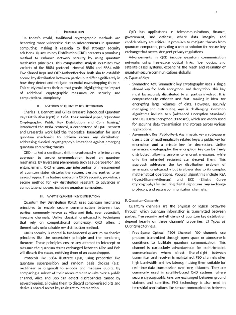 Quantum Key Distribution Analysis | PDF | Public Key Cryptography ...